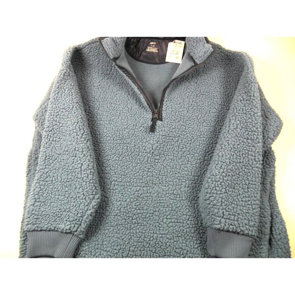 Blue Men's Fleece Half Zip Pullover Sweatshirt Size Large Side Pockets - Picture 5 of 6